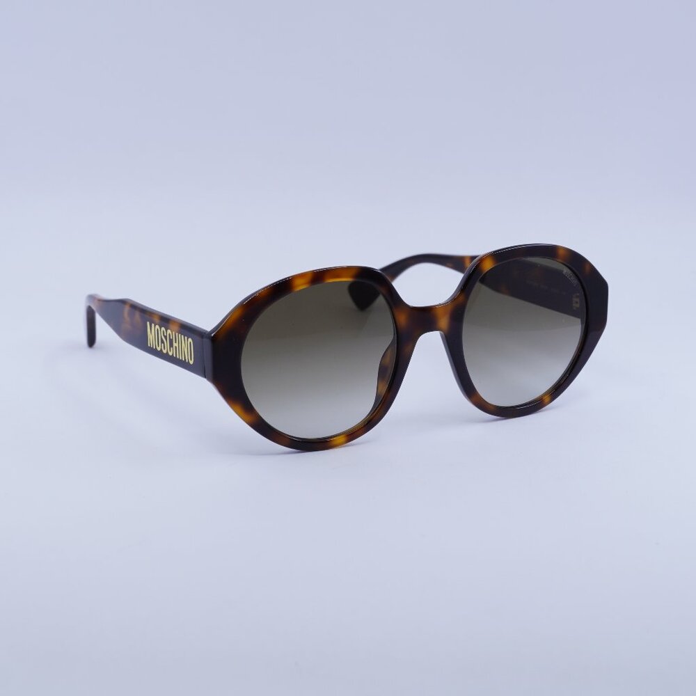 Moschino MOS126/S 005L 9K Sunglasses Havana Round Frame, Green Lenses